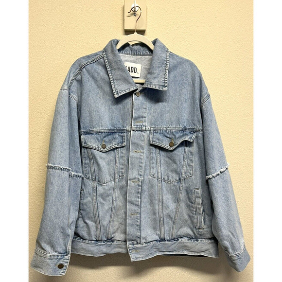 ADD-SEOUL Raw Edged Denim Jacket Blue Free Size Men's Jean Jacket - Picture 2 of 10